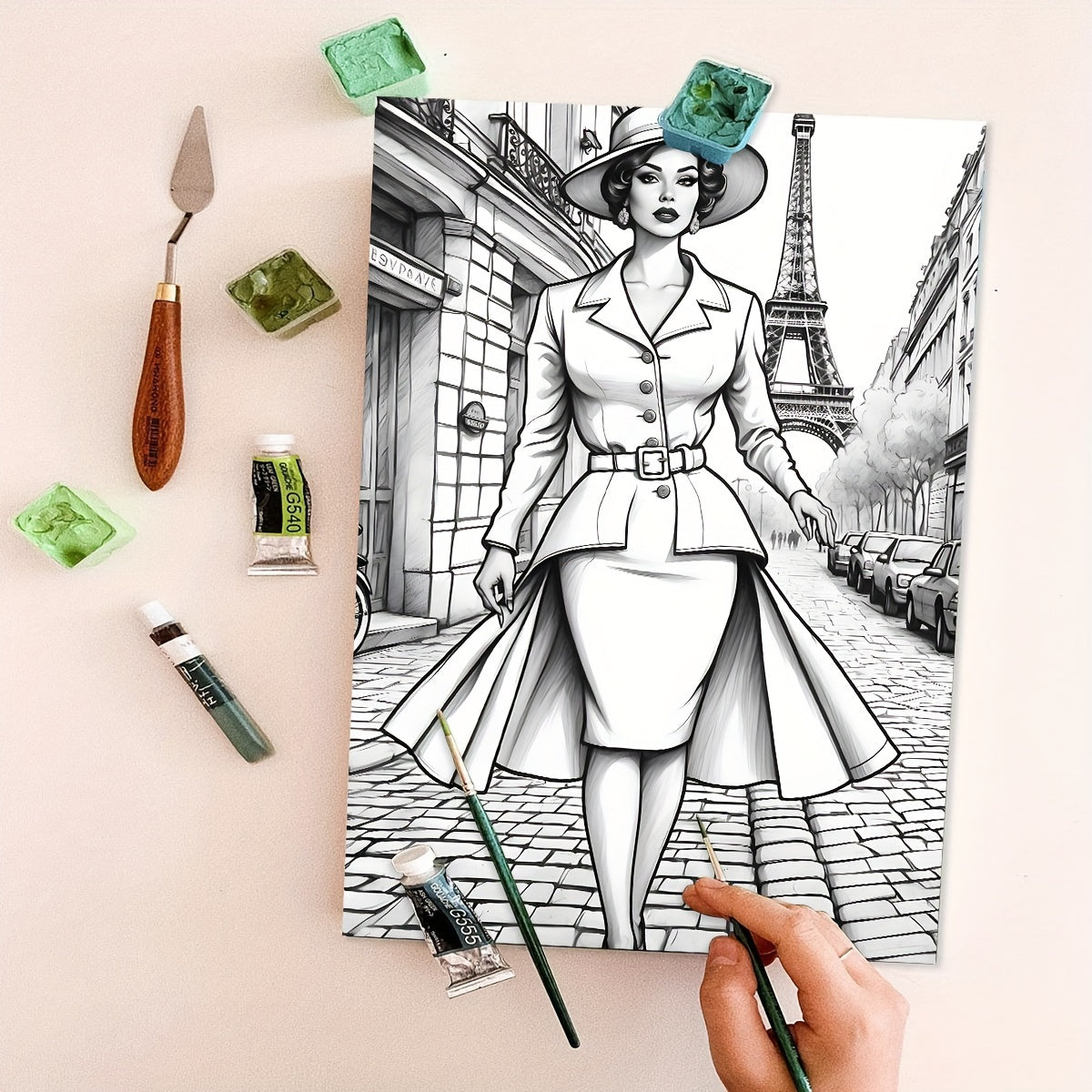 1980 Beauty Coloring Book for Adults - Original Upgraded Version with 20 Thick Pages - Vintage Fashion Themed Sketchbook for Relaxation - Ideal New Year, Holiday Party Gift for Couples, Friends, Colleagues, Family