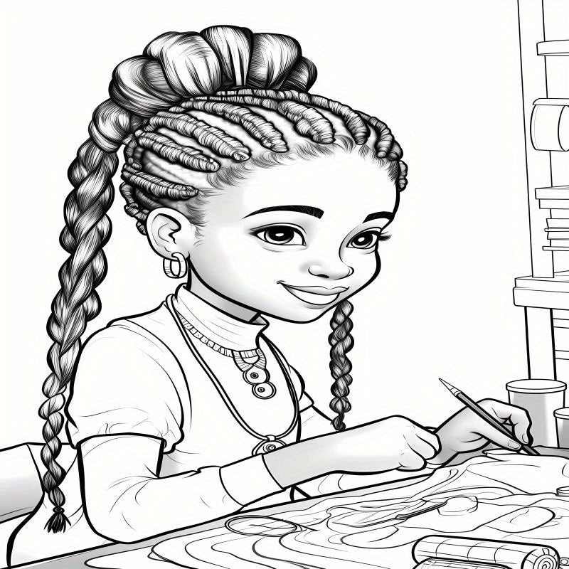 Deluxe Edition: 22-Page Thick Paper Coloring Book for Cute Black Girls - Perfect Birthday or Holiday Gift, Soft Cover