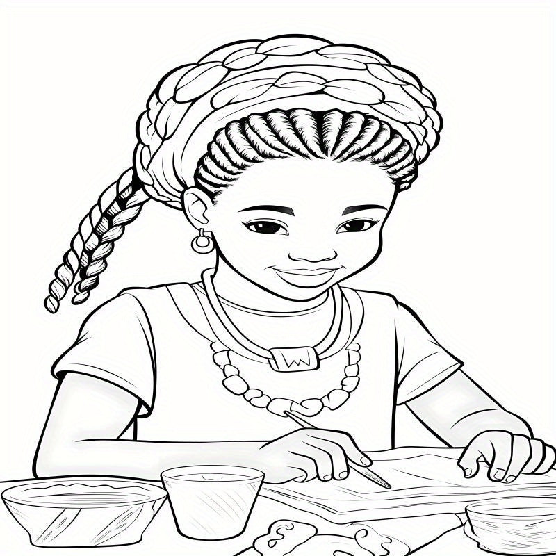 Deluxe Edition: 22-Page Thick Paper Coloring Book for Cute Black Girls - Perfect Birthday or Holiday Gift, Soft Cover