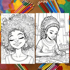 Deluxe Edition: 22-Page Thick Paper Coloring Book for Cute Black Girls - Perfect Birthday or Holiday Gift, Soft Cover