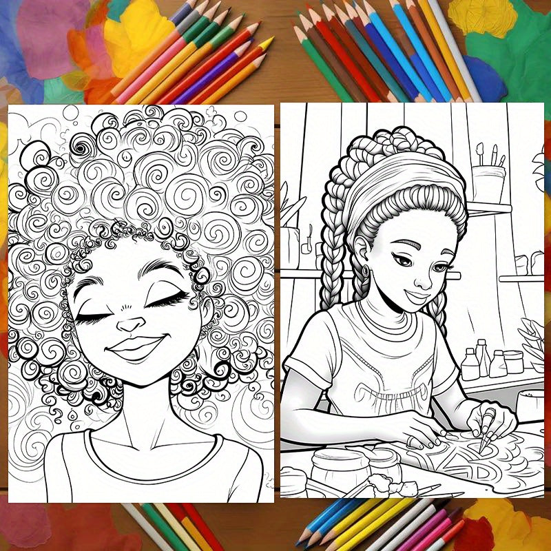 Deluxe Edition: 22-Page Thick Paper Coloring Book for Cute Black Girls - Perfect Birthday or Holiday Gift, Soft Cover