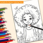 Deluxe Edition: 22-Page Thick Paper Coloring Book for Cute Black Girls - Perfect Birthday or Holiday Gift, Soft Cover