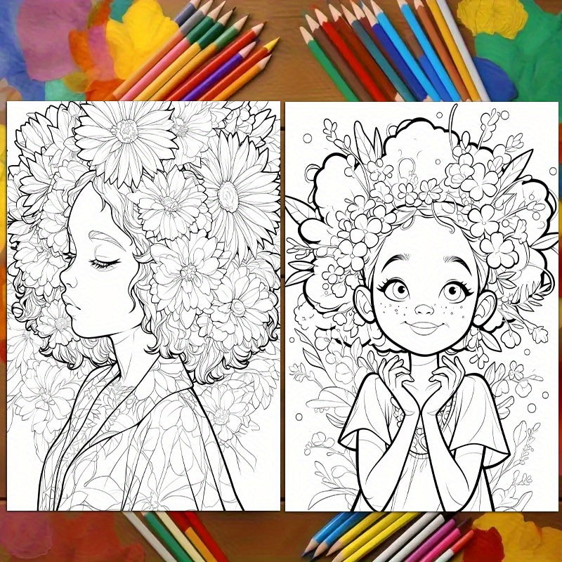 Charming Sweet Black Girl Coloring Book - 20 Pages, A4 Size, Premium Thick Paper, Double-Sided Prints, Perfect for Adult Gifts & Home Decor - Ideal for Thanksgiving, Christmas, Valentine's Day, Birthday Presents