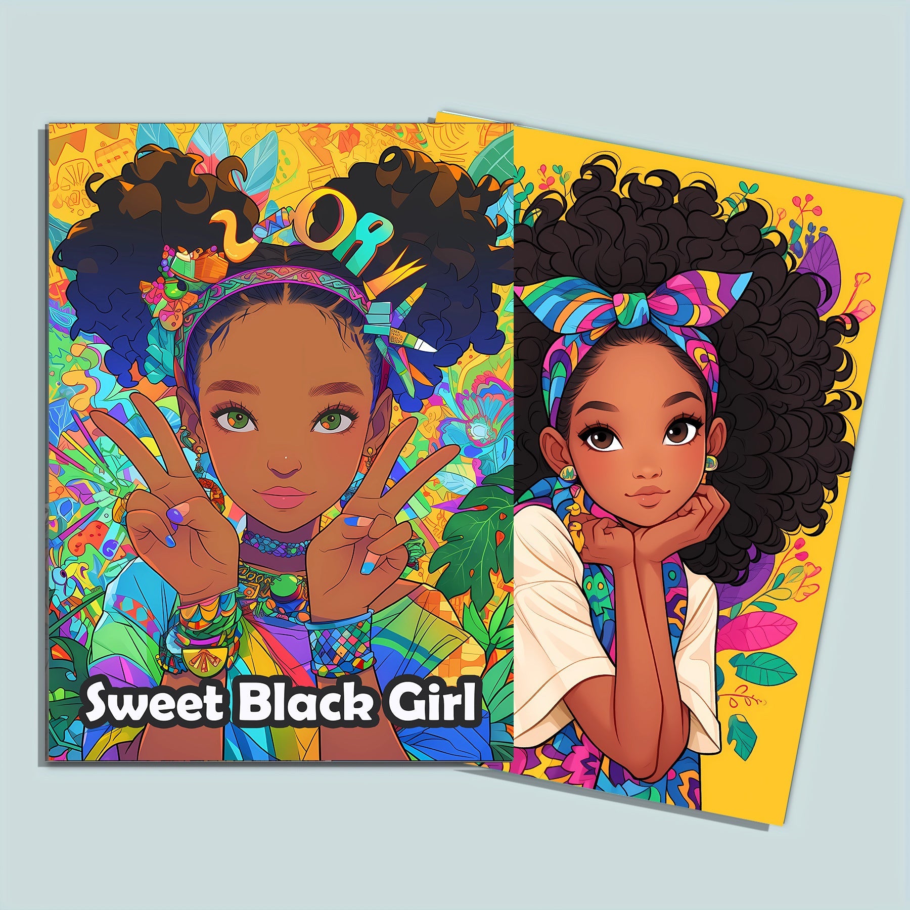 Charming Sweet Black Girl Coloring Book - 20 Pages, A4 Size, Premium Thick Paper, Double-Sided Prints, Perfect for Adult Gifts & Home Decor - Ideal for Thanksgiving, Christmas, Valentine's Day, Birthday Presents