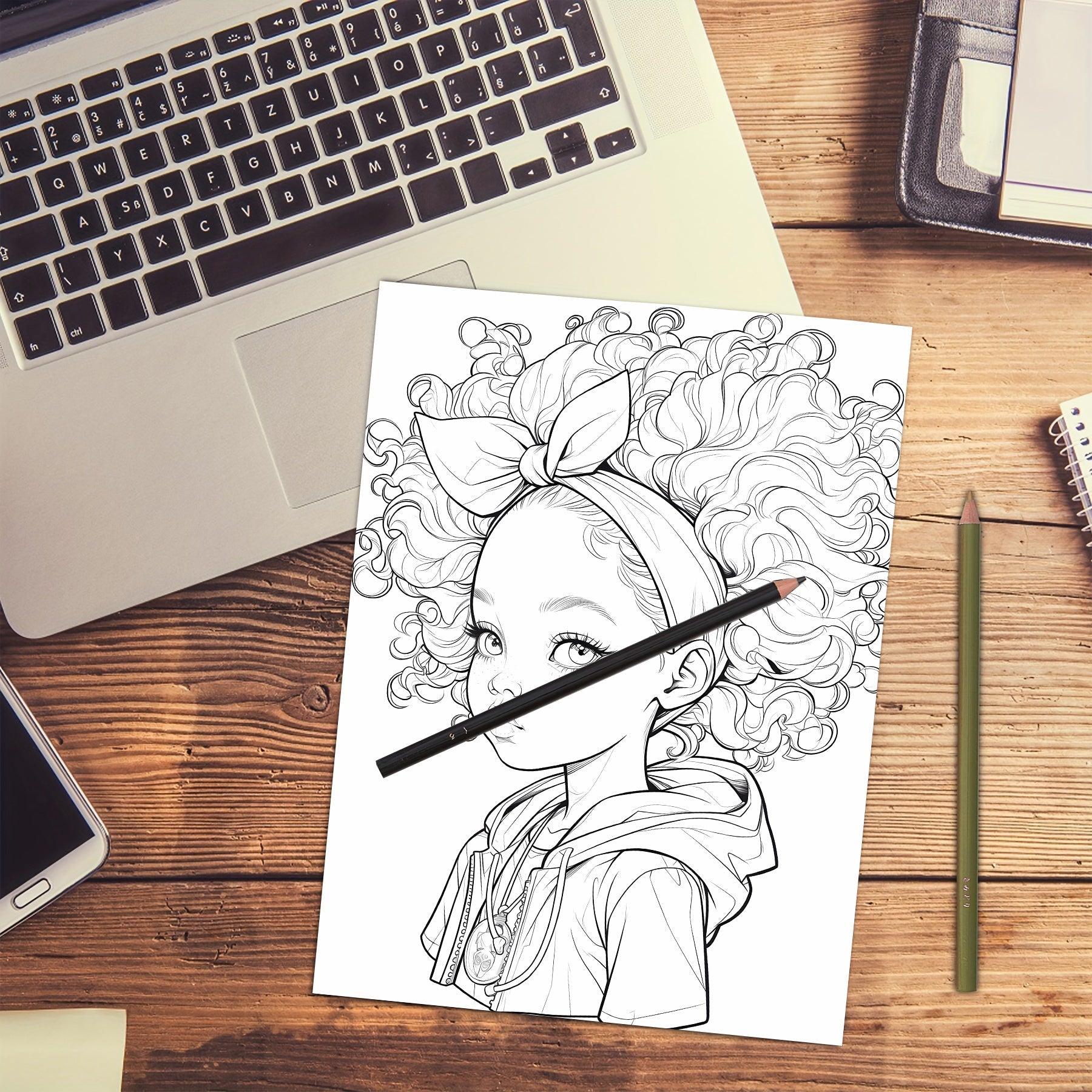 Charming Sweet Black Girl Coloring Book - 20 Pages, A4 Size, Premium Thick Paper, Double-Sided Prints, Perfect for Adult Gifts & Home Decor - Ideal for Thanksgiving, Christmas, Valentine's Day, Birthday Presents