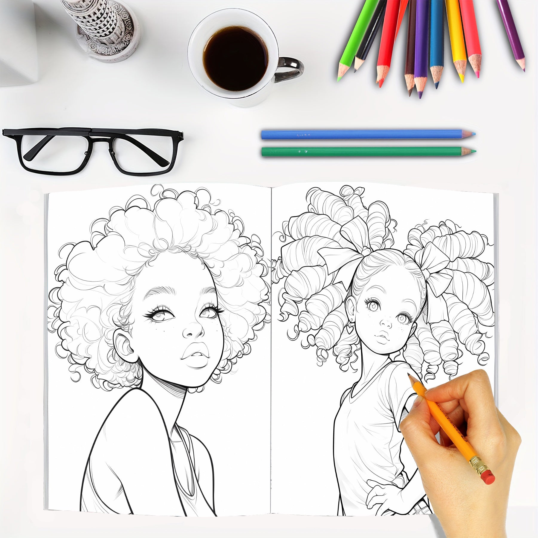 Charming Sweet Black Girl Coloring Book - 20 Pages, A4 Size, Premium Thick Paper, Double-Sided Prints, Perfect for Adult Gifts & Home Decor - Ideal for Thanksgiving, Christmas, Valentine's Day, Birthday Presents