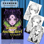Deluxe Edition Gothic Anime Girl Coloring Book for Adults - 22 Thick Pages, Perfect Birthday or Holiday Gift