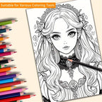 Deluxe Edition Gothic Anime Girl Coloring Book for Adults - 22 Thick Pages, Perfect Birthday or Holiday Gift