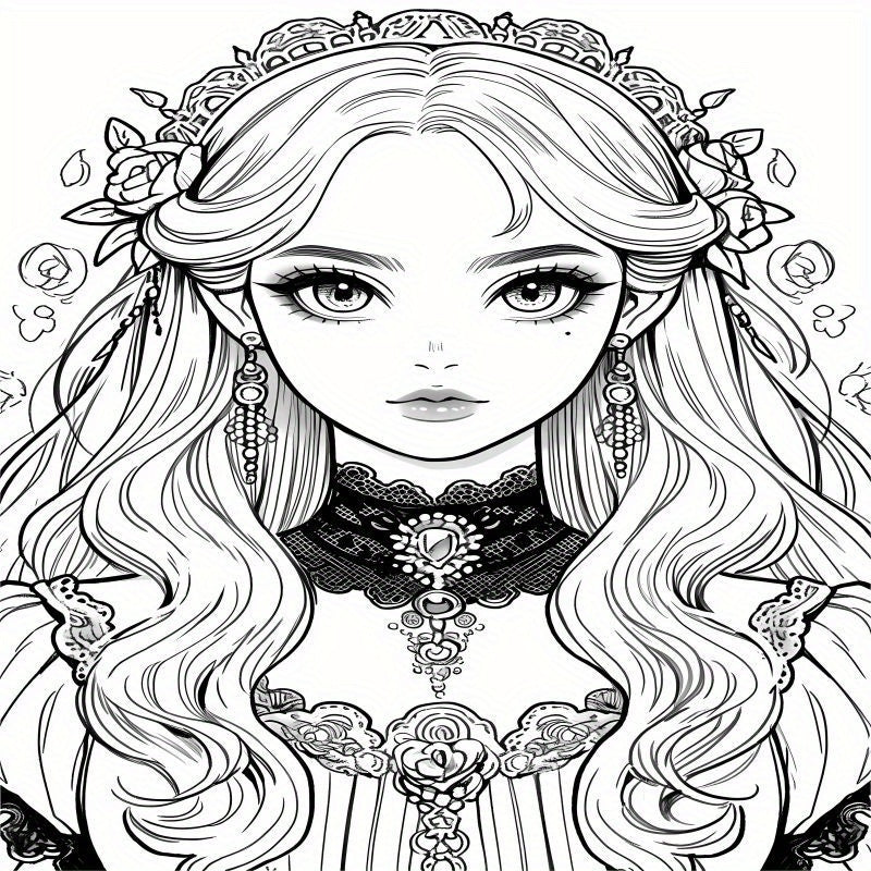 Deluxe Edition Gothic Anime Girl Coloring Book for Adults - 22 Thick Pages, Perfect Birthday or Holiday Gift