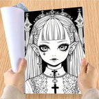 Deluxe Edition Gothic Anime Girl Coloring Book for Adults - 22 Thick Pages, Perfect Birthday or Holiday Gift