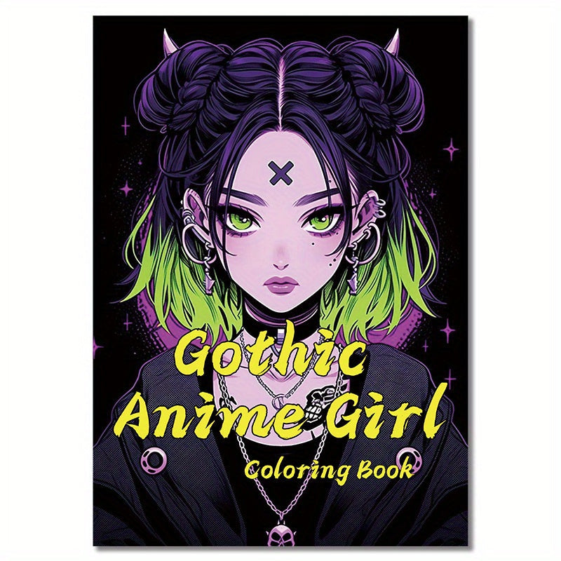 Deluxe Edition Gothic Anime Girl Coloring Book for Adults - 22 Thick Pages, Perfect Birthday or Holiday Gift