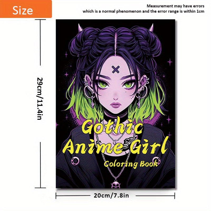 Deluxe Edition Gothic Anime Girl Coloring Book for Adults - 22 Thick Pages, Perfect Birthday or Holiday Gift