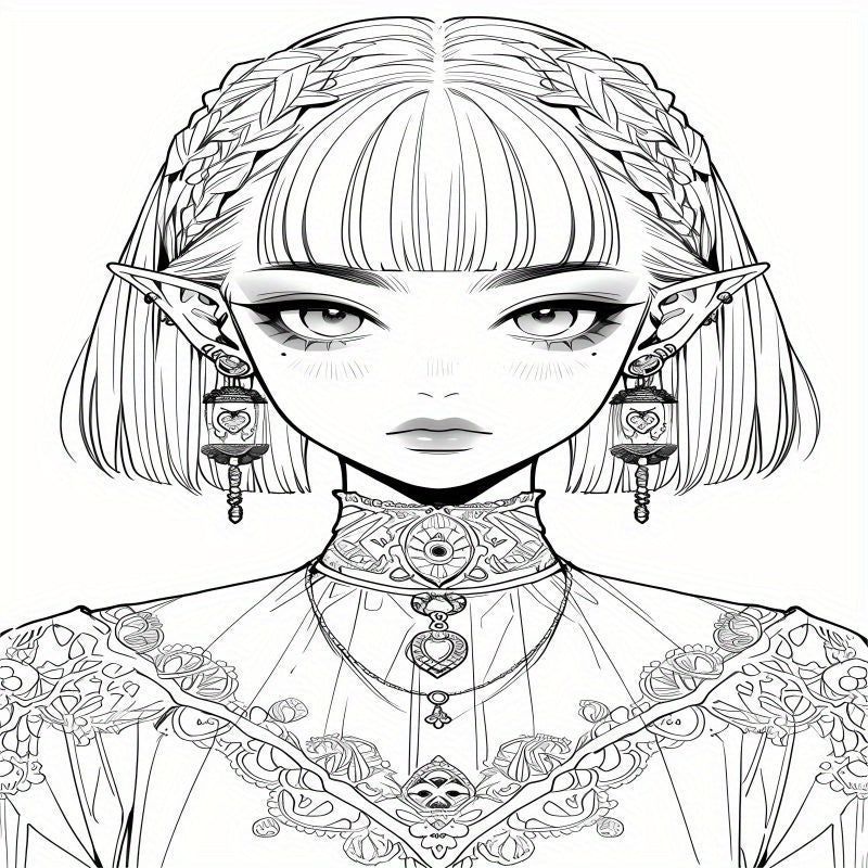 Deluxe Edition Gothic Anime Girl Coloring Book for Adults - 22 Thick Pages, Perfect Birthday or Holiday Gift