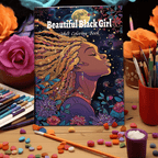 Beautiful Black Girl Coloring Book: Stress-Relieving Adult Coloring Book with Vibrant Portraits of Black Girls