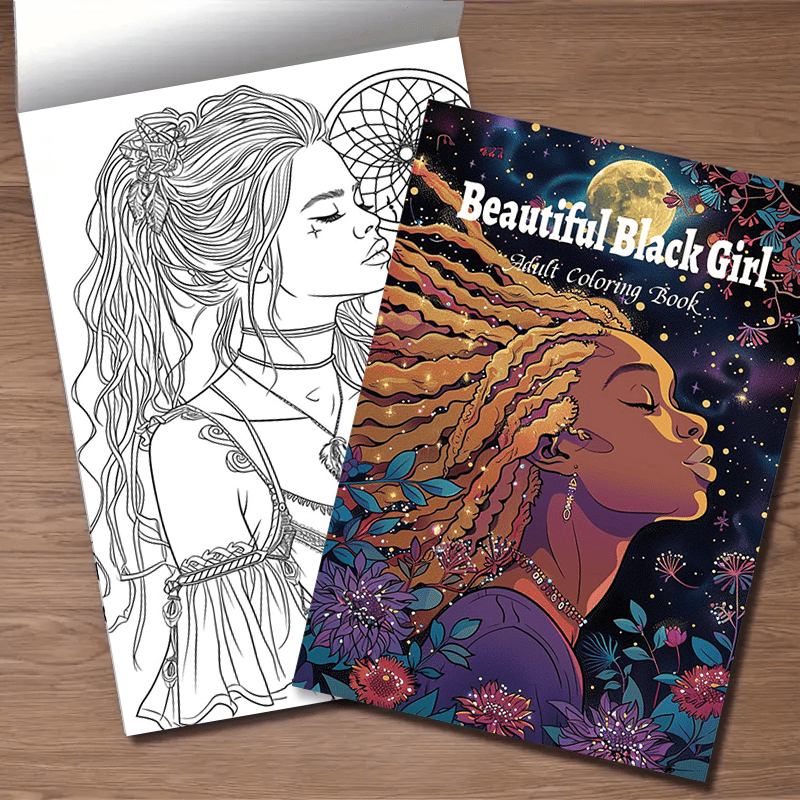 Beautiful Black Girl Coloring Book: Stress-Relieving Adult Coloring Book with Vibrant Portraits of Black Girls