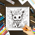 Amazing Monster Coloring Book: 8.3x8.3in, 30 Pages, 100gsm Thick Paper, Stress Relief, Perfect for New Year's, Birthday, Easter, Thanksgiving, Independence Day