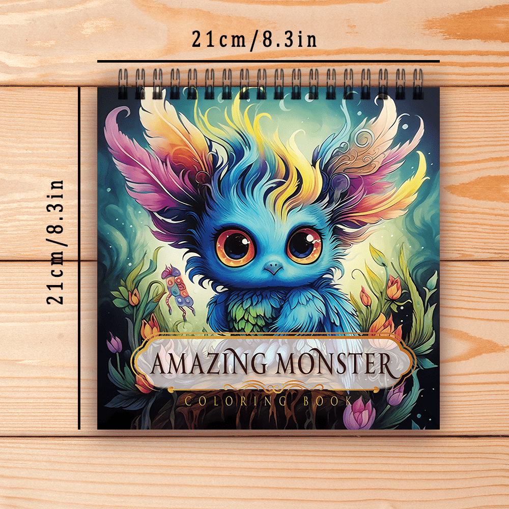 Amazing Monster Coloring Book: 8.3x8.3in, 30 Pages, 100gsm Thick Paper, Stress Relief, Perfect for New Year's, Birthday, Easter, Thanksgiving, Independence Day