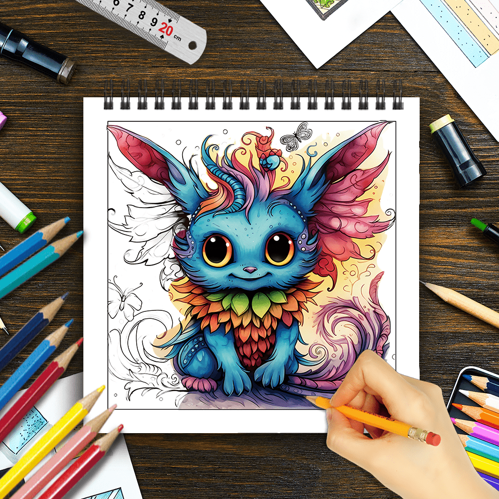 Amazing Monster Coloring Book: 8.3x8.3in, 30 Pages, 100gsm Thick Paper, Stress Relief, Perfect for New Year's, Birthday, Easter, Thanksgiving, Independence Day