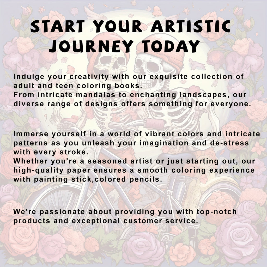 1pc Unique Skeleton's Love Story Themed Coloring Book - Drawing - Vibrant, Upgraded, Thicker 25-Page Paper, 7.87x7.87in, Best Gift for Christmas, Halloween, Holiday Party, Relaxation, and Creative Expression