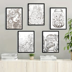 Zen-Inspired Adult Coloring Book Set of 5 - Forest Castle & Floral Garden Themes, 32 Pages Each - Premium Quality Paper for Relaxation and Relax