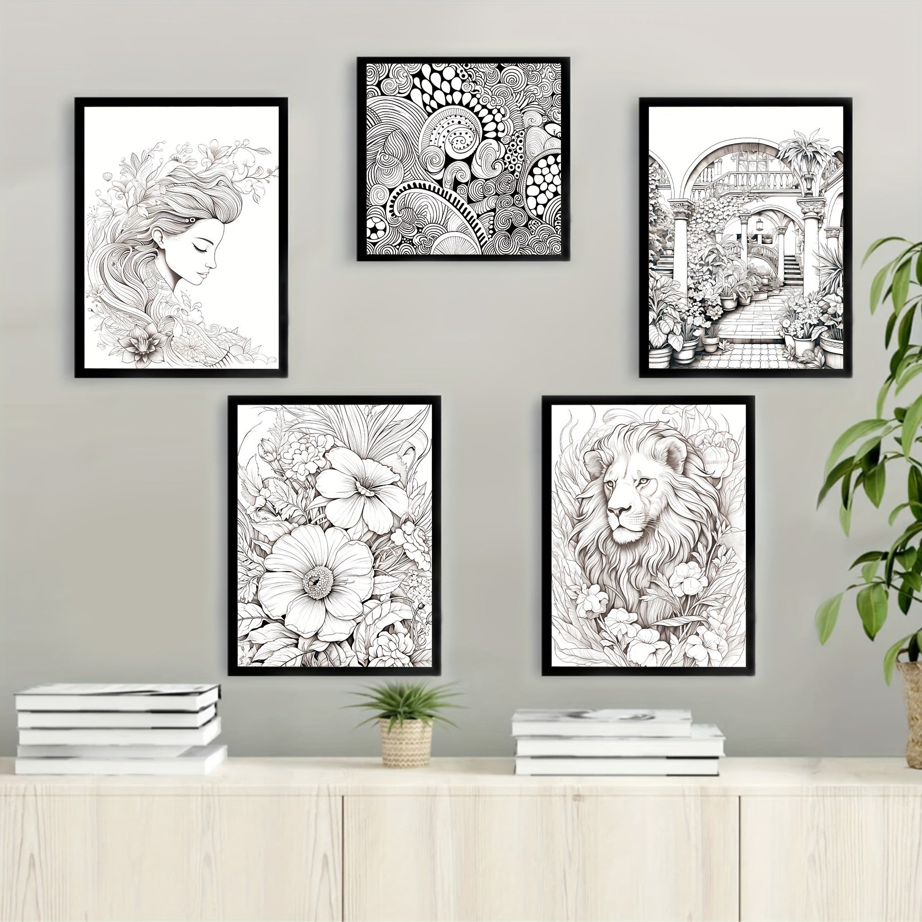 5 Packs of Deluxe Adult Coloring Book Set - Sketchbooks & Notebooks with High-Quality Paper, Nature, Garden, Animals, Zen, Plant & Bird Themes, Perfect Gift for Relaxation and Creativity