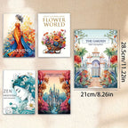 Zen-Inspired Adult Coloring Book Set of 5 - Forest Castle & Floral Garden Themes, 32 Pages Each - Premium Quality Paper for Relaxation and Relax