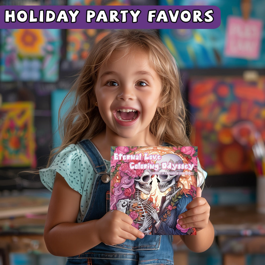 1pc Unique Skeleton's Love Story Themed Coloring Book - Drawing - Vibrant, Upgraded, Thicker 25-Page Paper, 7.87x7.87in, Best Gift for Christmas, Halloween, Holiday Party, Relaxation, and Creative Expression