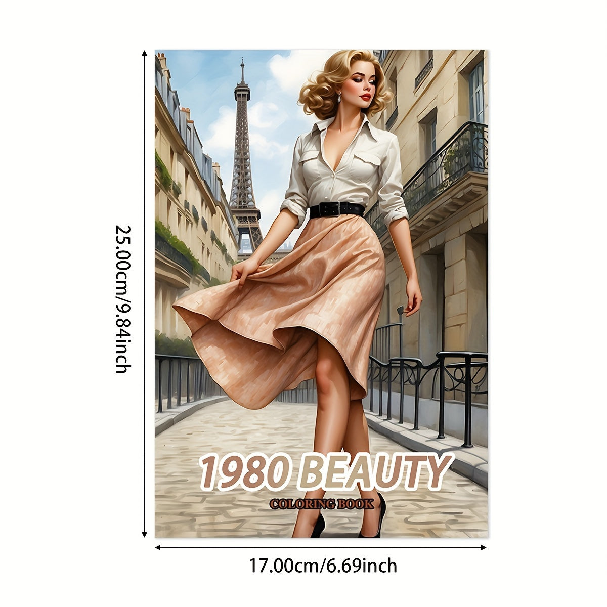 1980 Beauty Coloring Book for Adults - Original Upgraded Version with 20 Thick Pages - Vintage Fashion Themed Sketchbook for Relaxation - Ideal New Year, Holiday Party Gift for Couples, Friends, Colleagues, Family