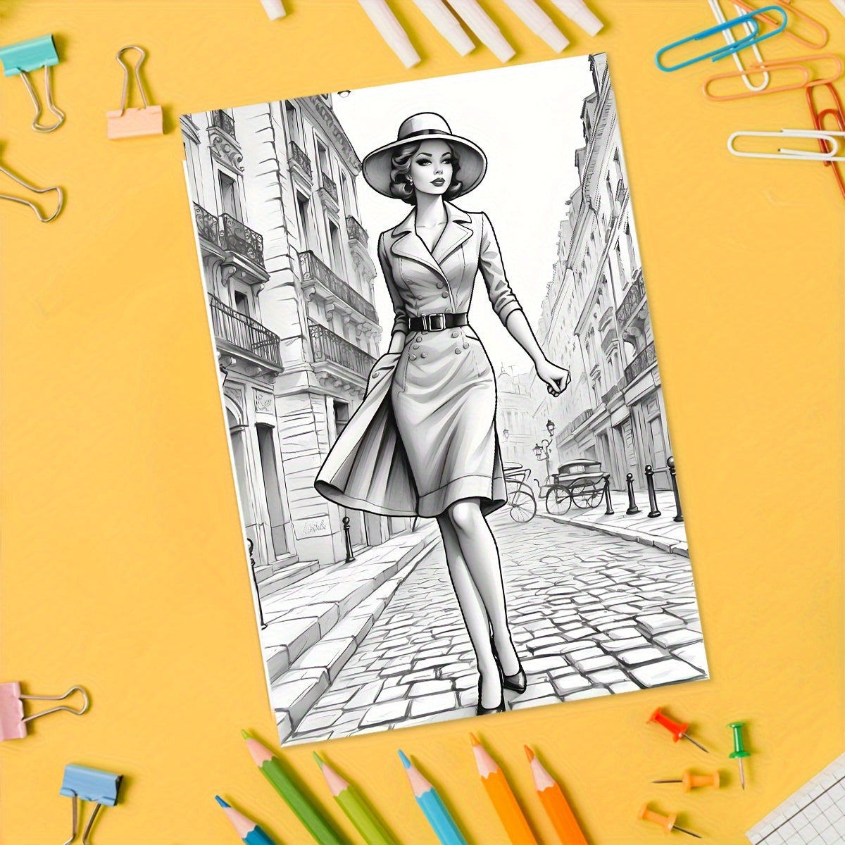 1980 Beauty Coloring Book for Adults - Original Upgraded Version with 20 Thick Pages - Vintage Fashion Themed Sketchbook for Relaxation - Ideal New Year, Holiday Party Gift for Couples, Friends, Colleagues, Family