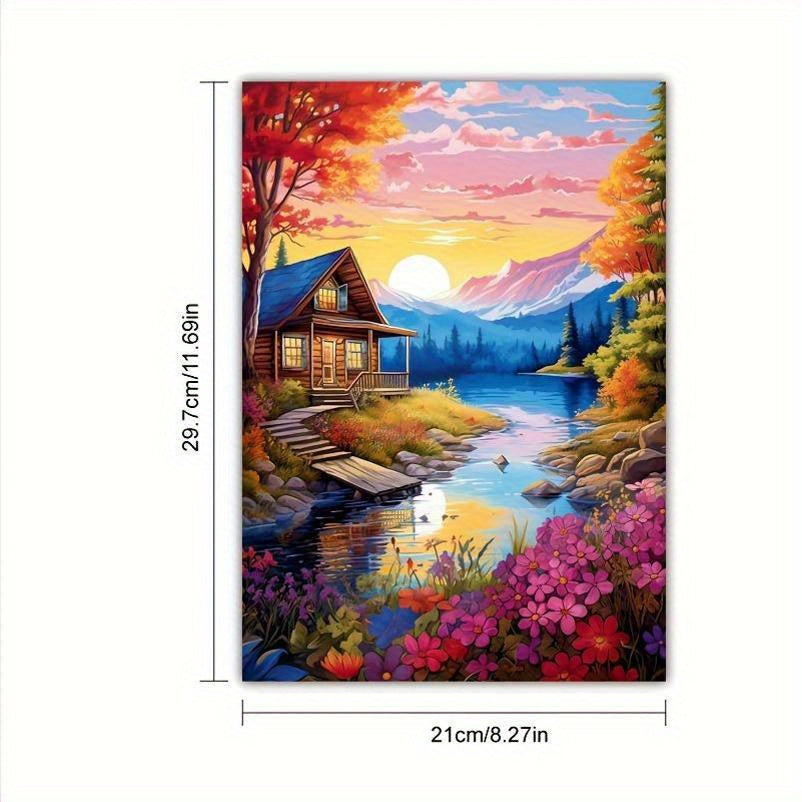 Cabin by the Lake A4 Coloring Book for Adults - 32 Pages, Relax & Relaxation, Perfect Gift for Birthdays, Holidays & Special Occasions