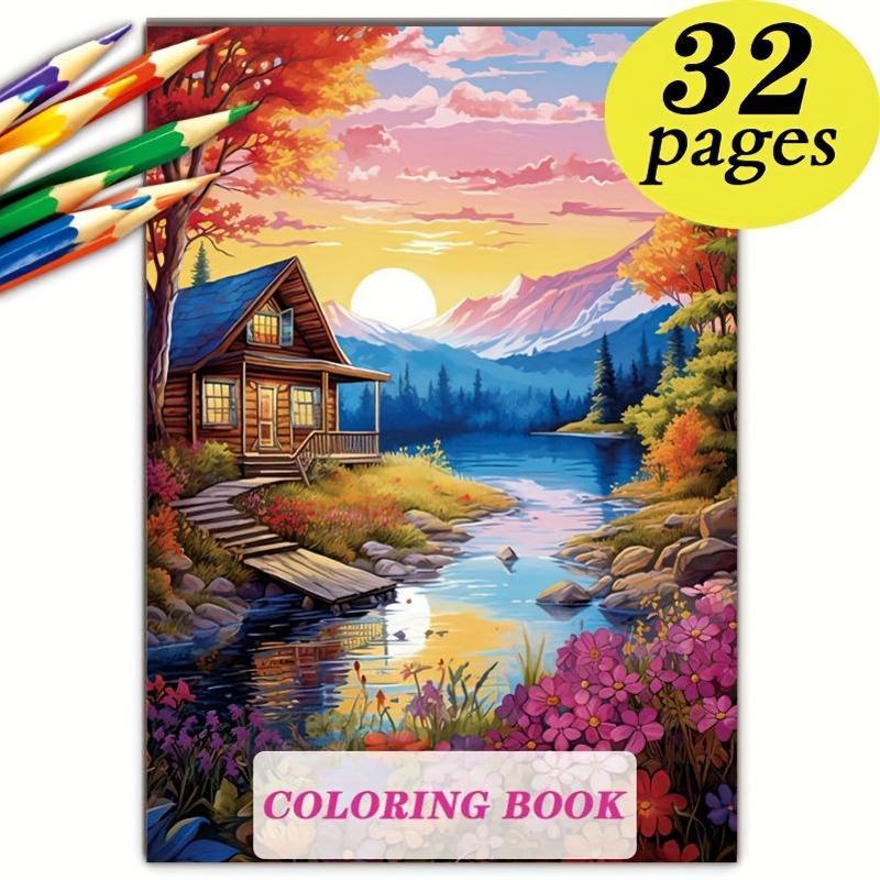 Cabin by the Lake A4 Coloring Book for Adults - 32 Pages, Relax & Relaxation, Perfect Gift for Birthdays, Holidays & Special Occasions