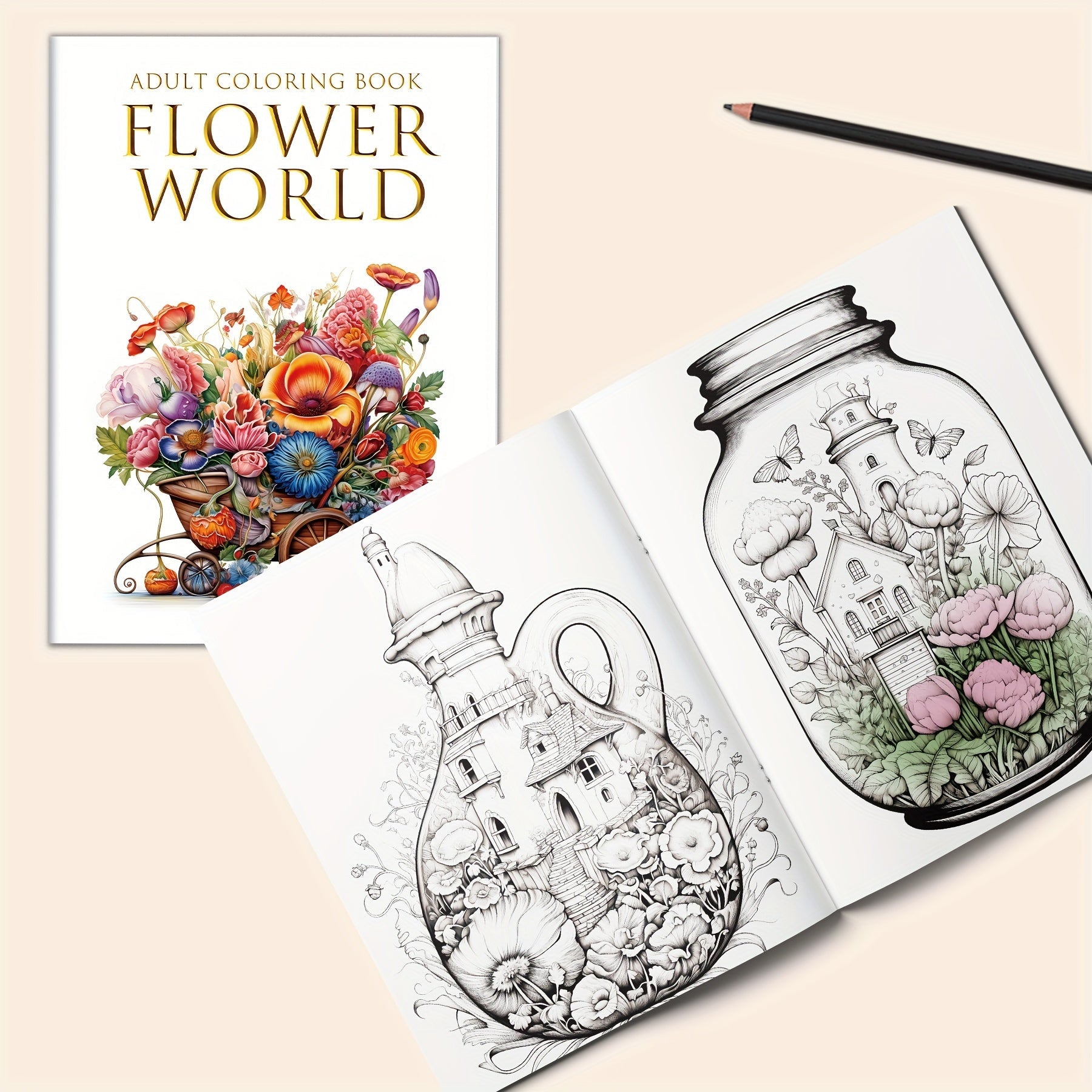 Zen-Inspired Adult Coloring Book Set of 5 - Forest Castle & Floral Garden Themes, 32 Pages Each - Premium Quality Paper for Relaxation and Relax