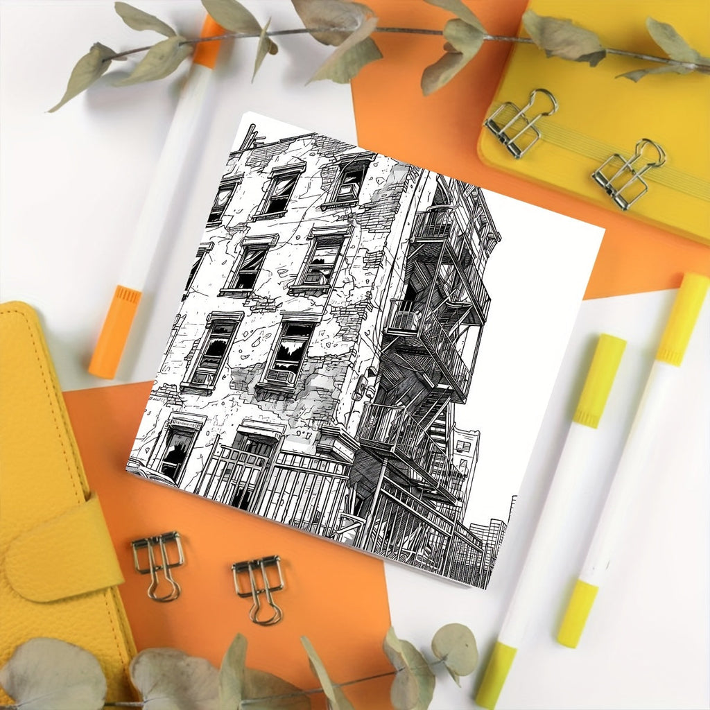 4pc, coloring pages (20 pages, thickened paper, single-sided printing, original)(abstract landscape, monsters, animal mandala, waste earth) Coloring book, perfect gift for family and friends, a good way to relax yourself, rel