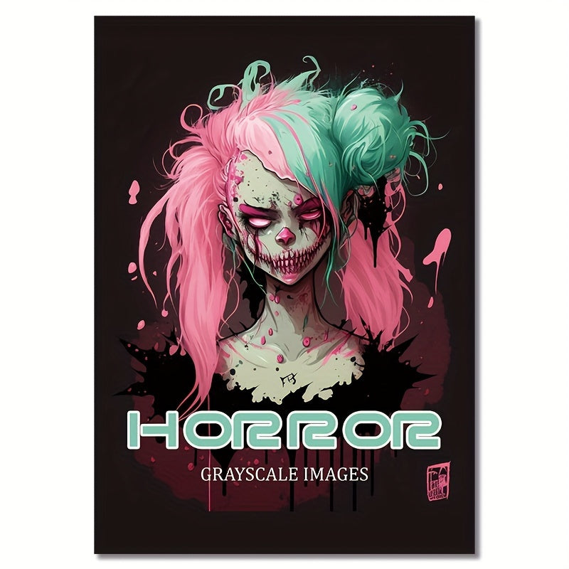 22-Page Spooky Horror Grayscale Coloring Book for Adults - Perfect for Halloween, Birthday, or Any Spooky Occasion with Various Coloring Tools - Relaxing and Therapeutic Coloring Experience