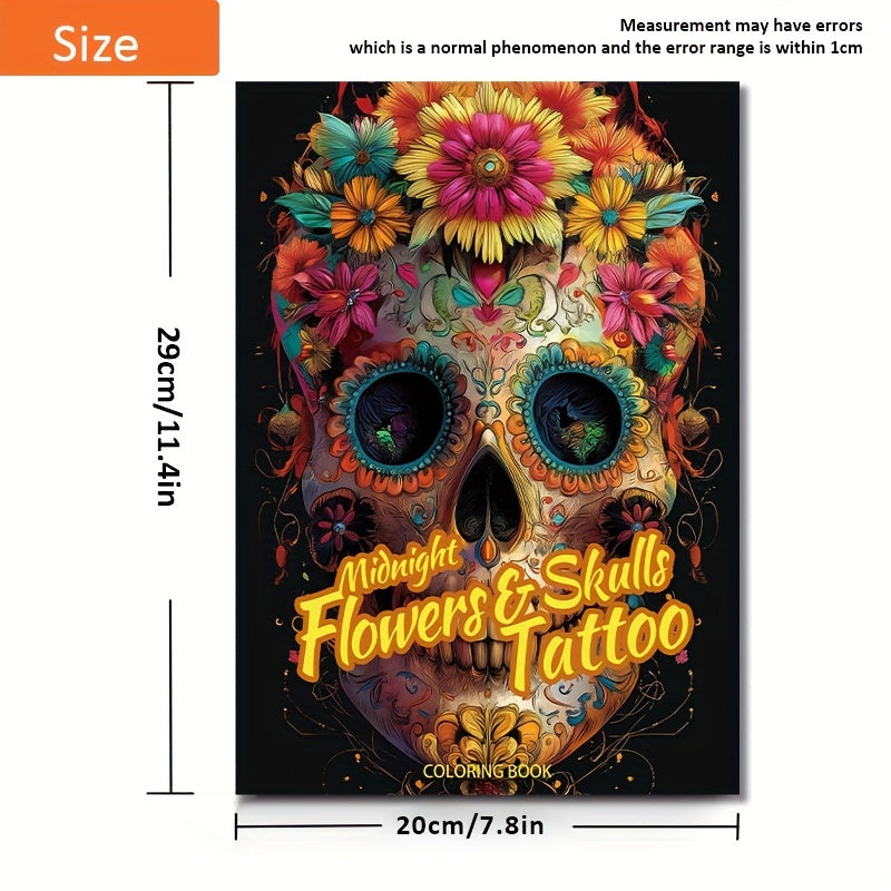 22-Page Midnight Skulls & Flowers Adult Coloring Book: Perfect for Festive Occasions and Birthday Parties