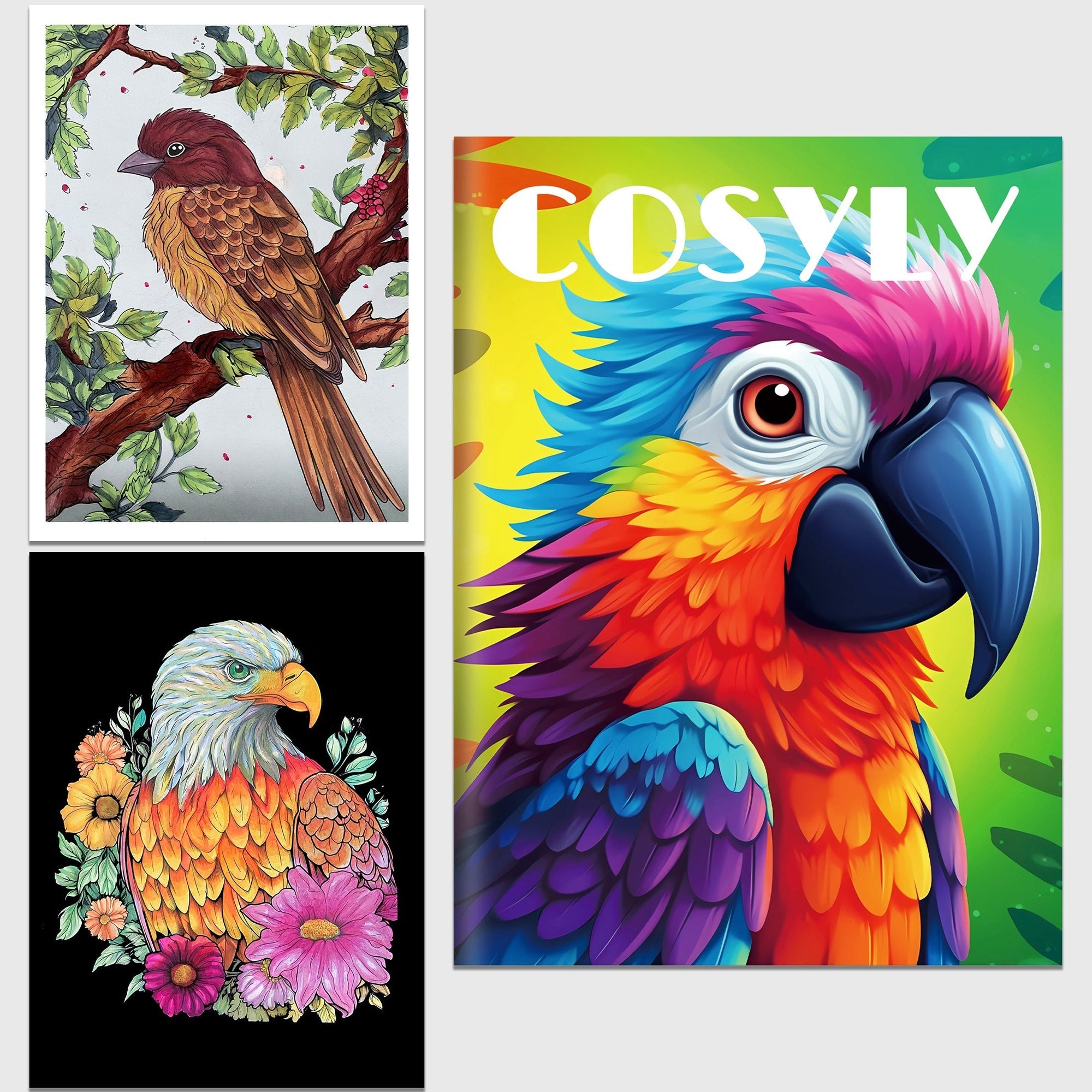 Set of 2 Coloring Book - Tree of Life & Birds Creative Coloring Book with Exquisite Patterns, Ideal Art for Birds Enthusiasts, Suitable for Adults and Teens, Markers Recommended