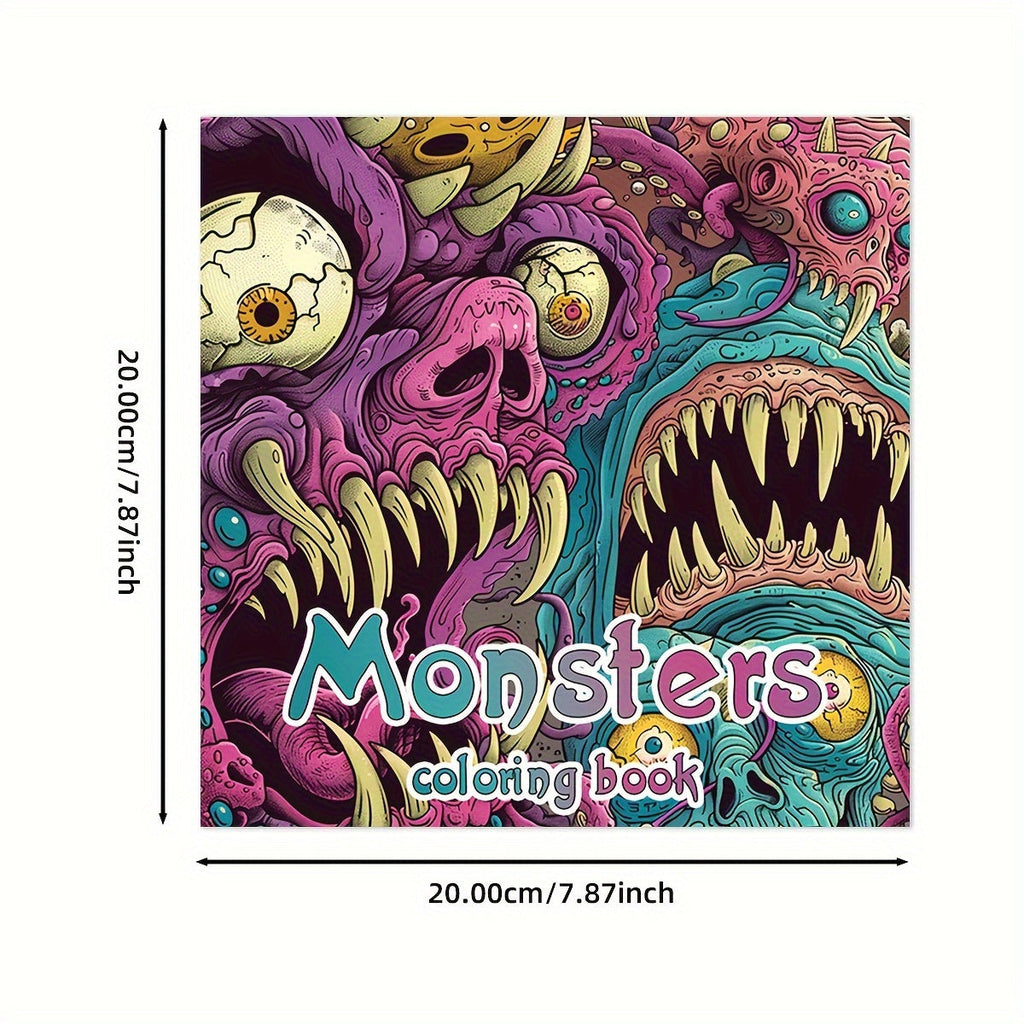 4pc, coloring pages (20 pages, thickened paper, single-sided printing, original)(abstract landscape, monsters, animal mandala, waste earth) Coloring book, perfect gift for family and friends, a good way to relax yourself, rel