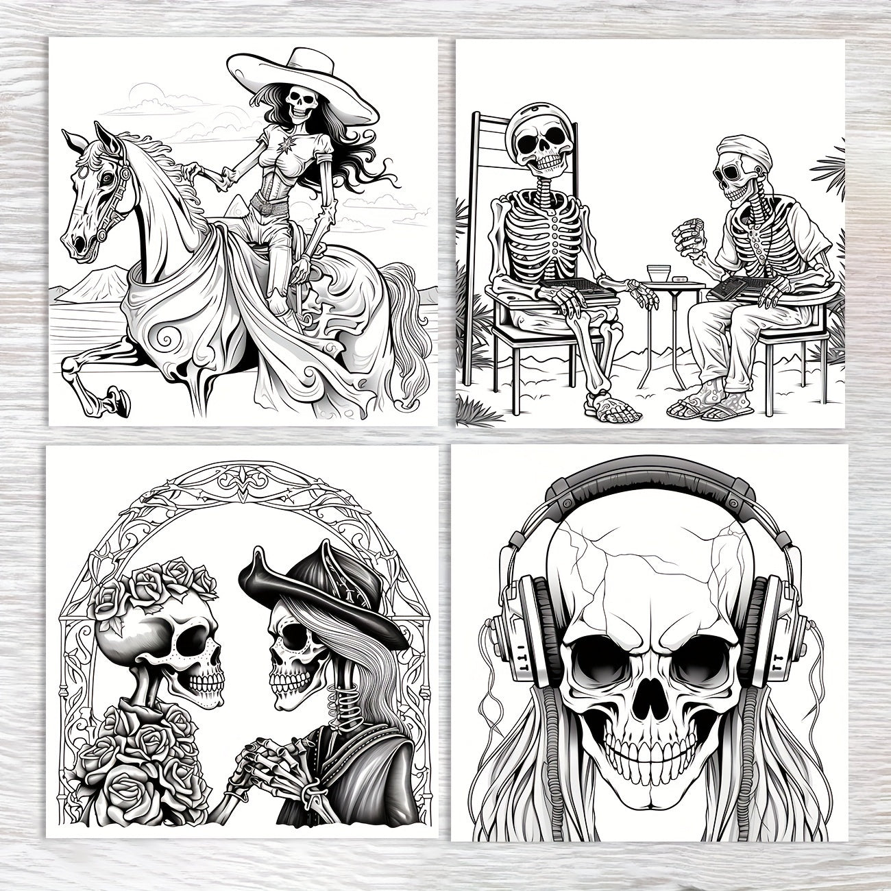 1pc Unique Skeleton's Love Story Themed Coloring Book - Drawing - Vibrant, Upgraded, Thicker 25-Page Paper, 7.87x7.87in, Best Gift for Christmas, Halloween, Holiday Party, Relaxation, and Creative Expression