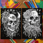 22-Page Midnight Skulls & Flowers Adult Coloring Book: Perfect for Festive Occasions and Birthday Parties