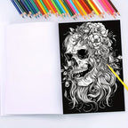 22-Page Midnight Skulls & Flowers Adult Coloring Book: Perfect for Festive Occasions and Birthday Parties