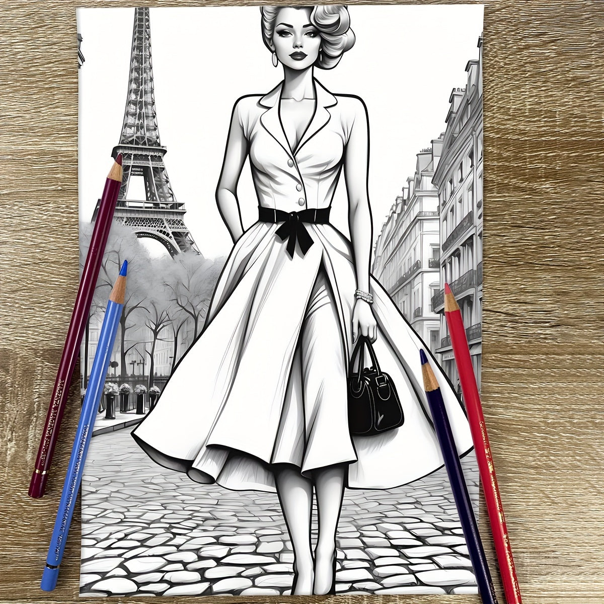 1980 Beauty Coloring Book for Adults - Original Upgraded Version with 20 Thick Pages - Vintage Fashion Themed Sketchbook for Relaxation - Ideal New Year, Holiday Party Gift for Couples, Friends, Colleagues, Family