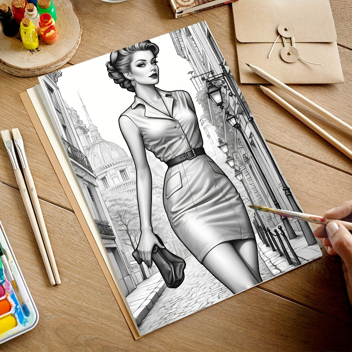 1980 Beauty Coloring Book for Adults - Original Upgraded Version with 20 Thick Pages - Vintage Fashion Themed Sketchbook for Relaxation - Ideal New Year, Holiday Party Gift for Couples, Friends, Colleagues, Family